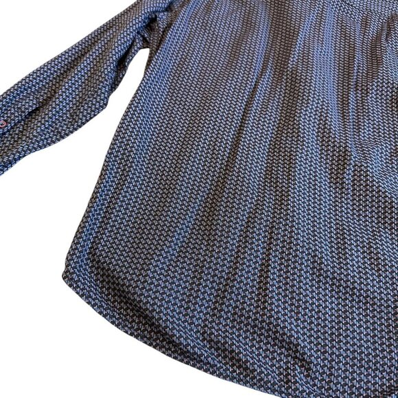 Visconti Black Long Sleeve Button-Down Shirt Black Colorful Print Size Medium - Picture 10 of 12